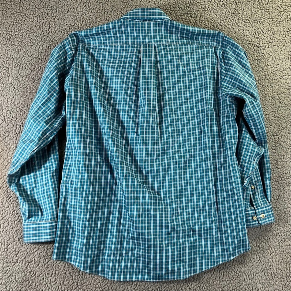 LL‎ Bean Mens Large Traditional Fit Plaid Button Down Shirt Blue Orange - Picture 3 of 15